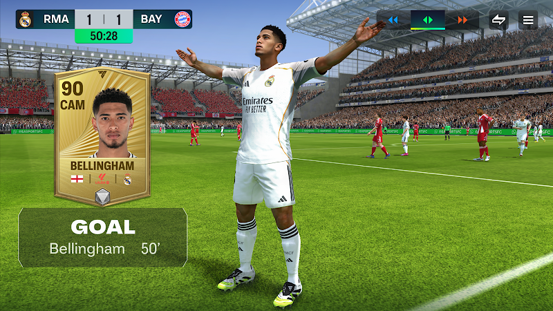 Captura de ecrã de EA SPORTS FC Mobile — partida em curso